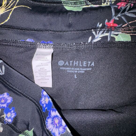 Athleta Gold Coast Surge Shorts Swim Bottoms Size Large Black Floral Print - Picture 5 of 8